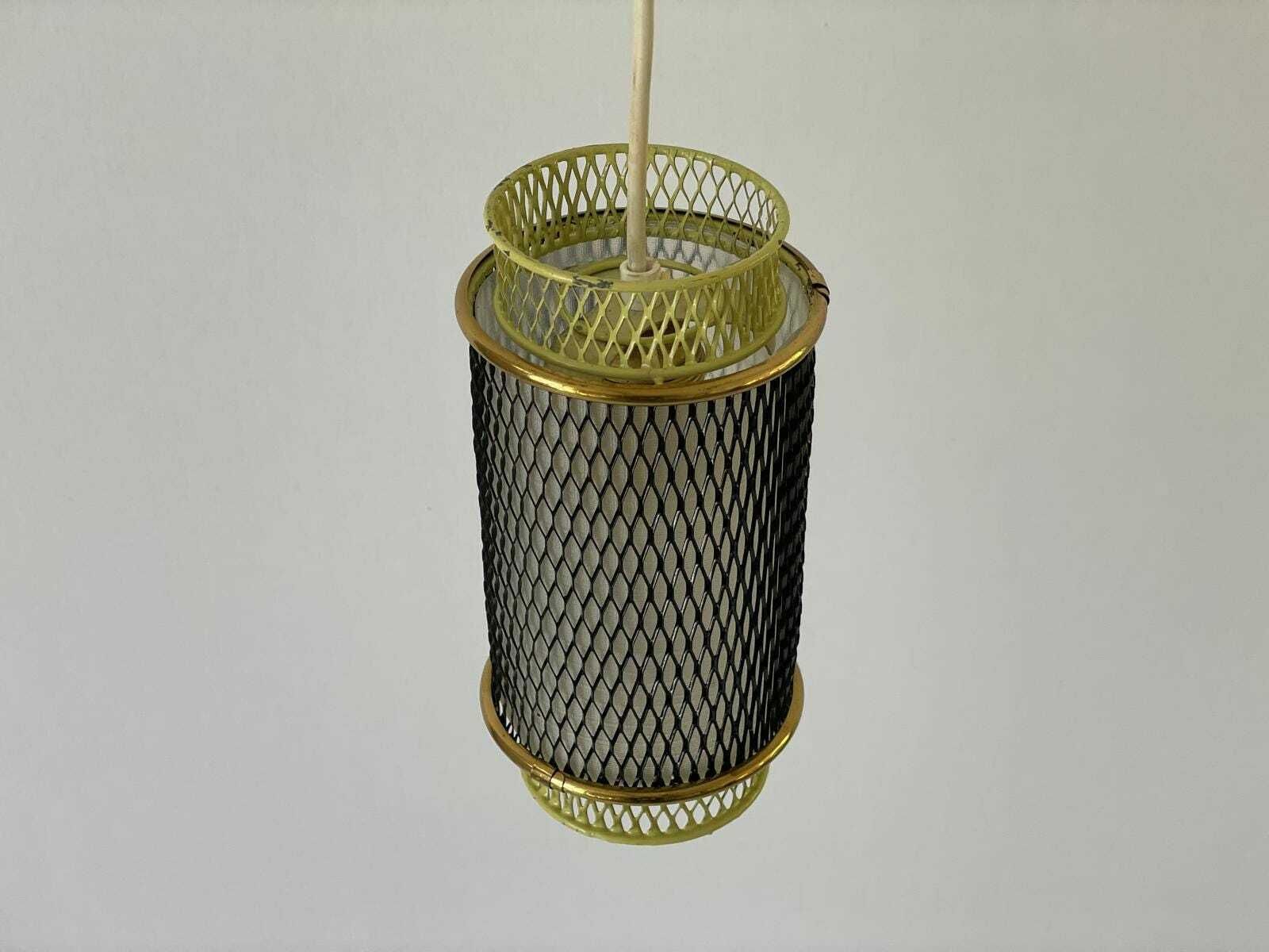 50s Cylindrical Design Small Black And Gold Metal Pendant Lamp, 5 Available photo buy