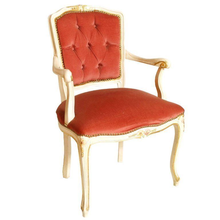 Early 20th Century Venetian Baroque Armchairs, Lacquered Red Velvet Upholstered photo furniture