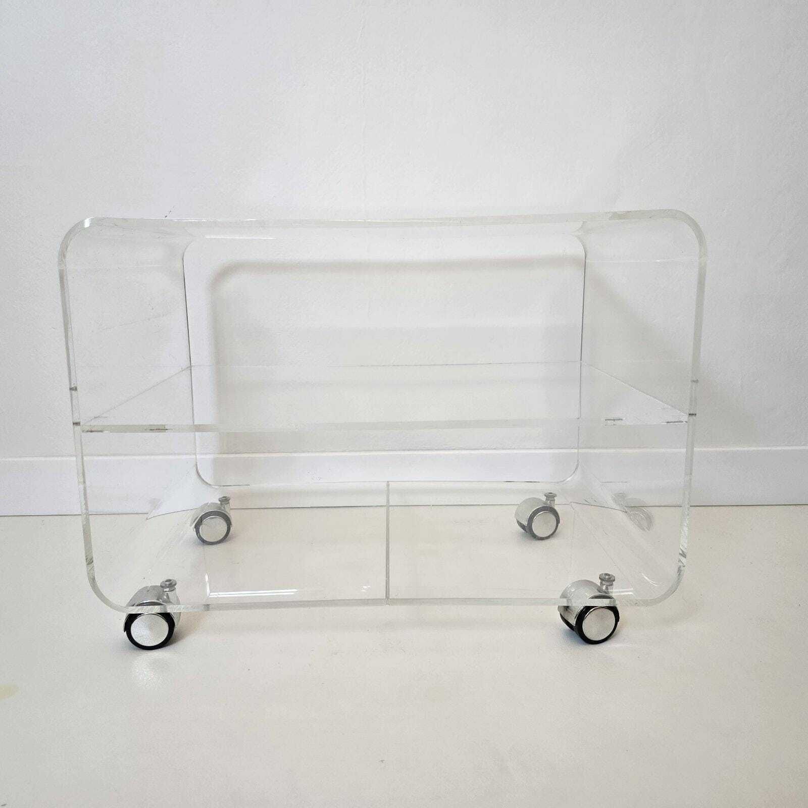 photo furniture Vintage Mid Century Lucite Plexiglas Trolley / Side Table 1970s