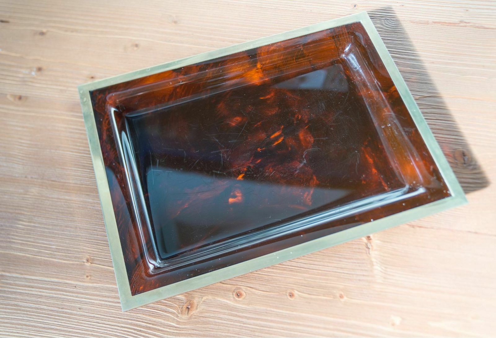 Mid Century Christian Dior Lucite And Metal Tray   1970s Designer Piece, France