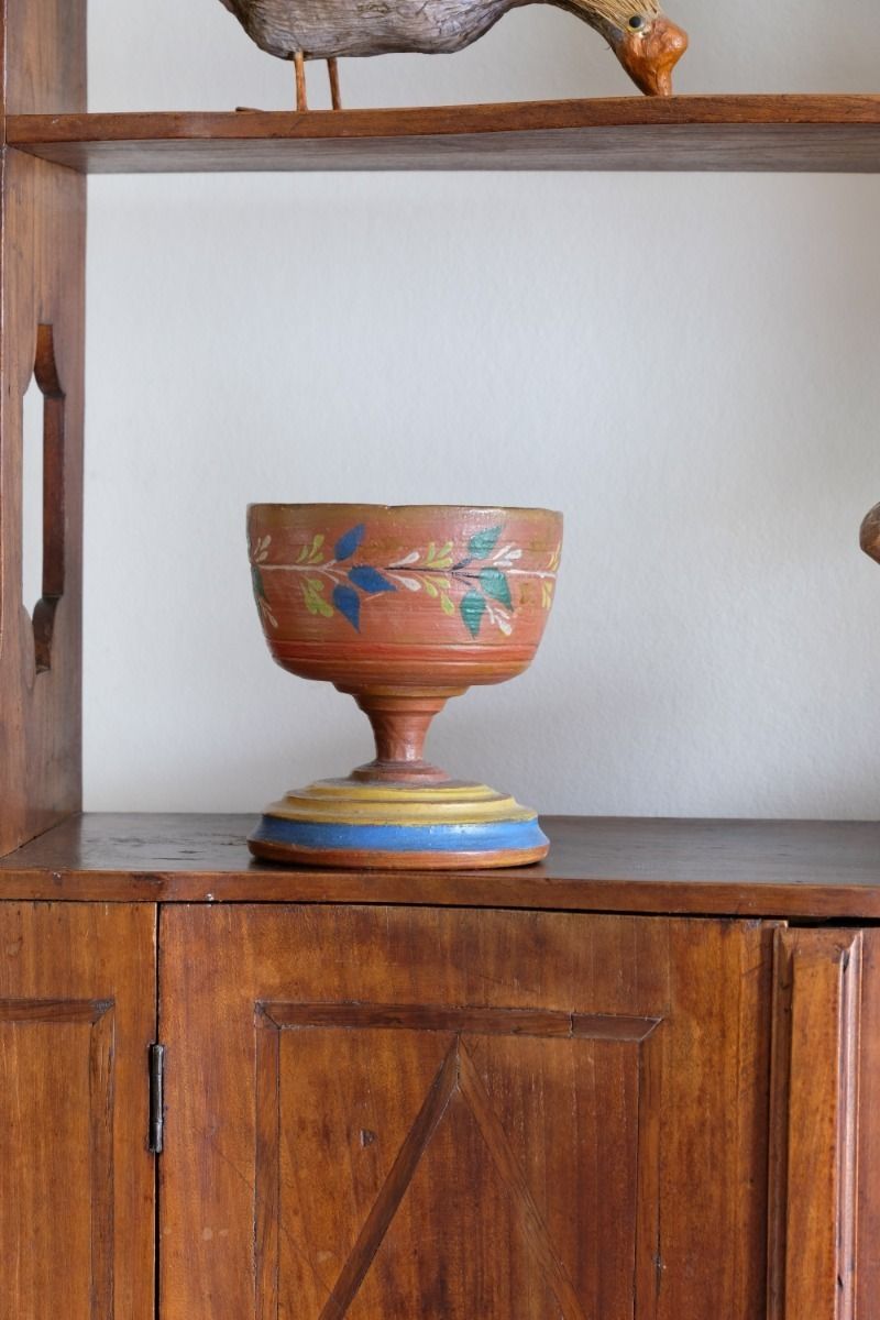 Painted Treen Folk Art Cup Scandinavian
