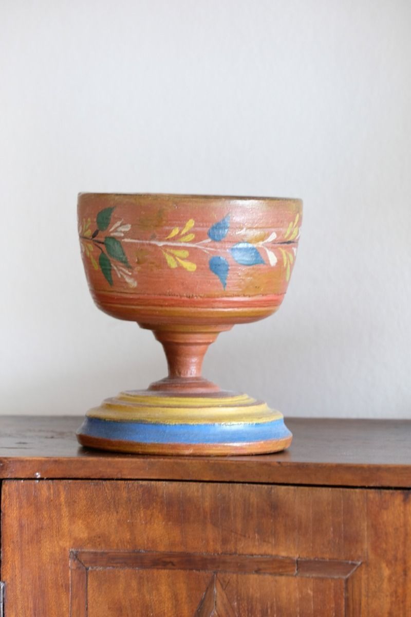 Painted Treen Folk Art Cup Scandinavian photo buy