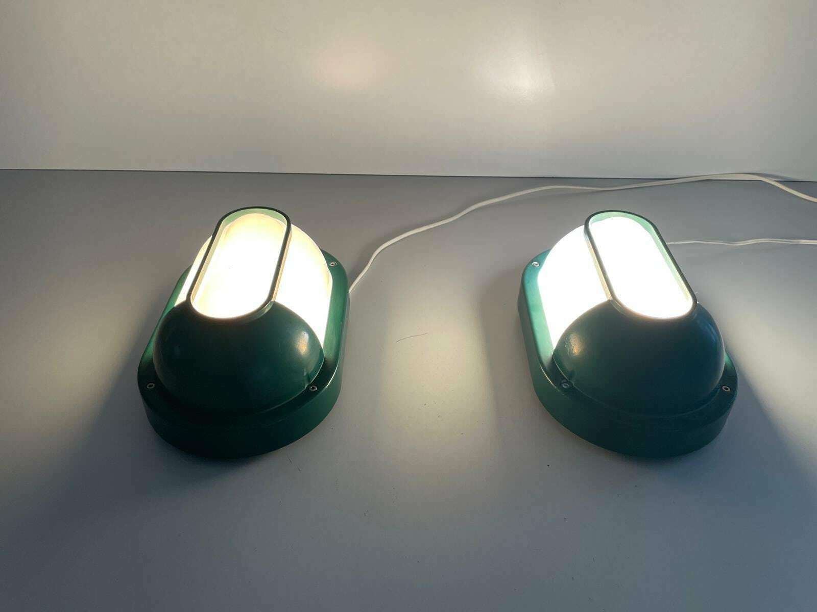 Plexiglass & Green Metal Pair Of Sconces By Bonalux, 1980s, Germany photo vinterior