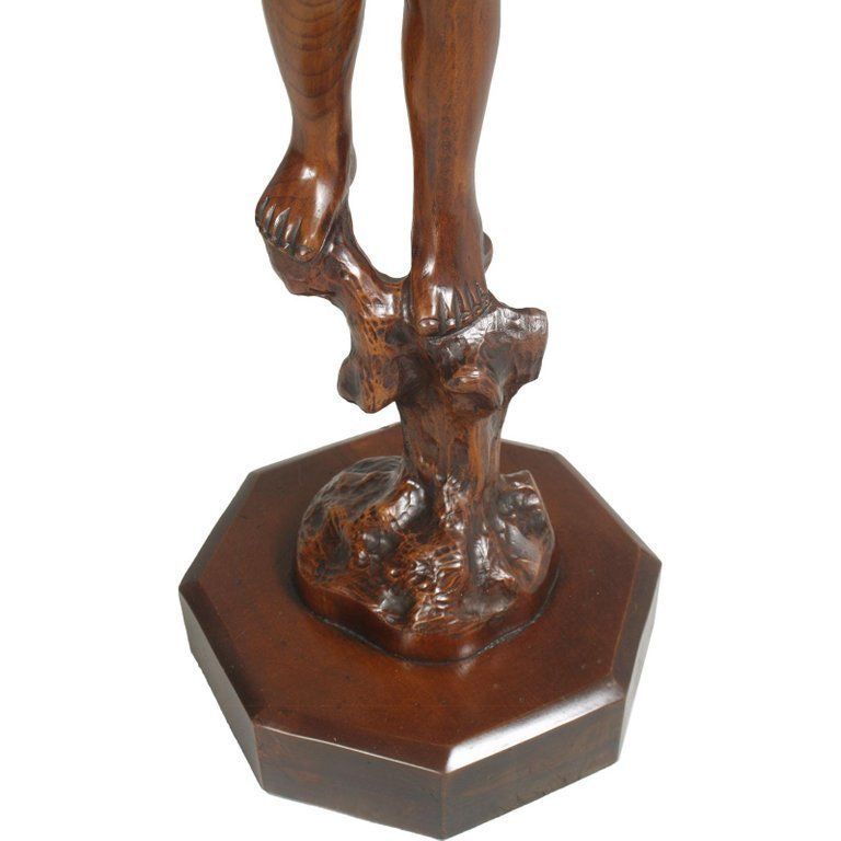 Early 20th Century Venetian Hand Carved Walnut Gueridon Sculpture Pedestal photo vinterior