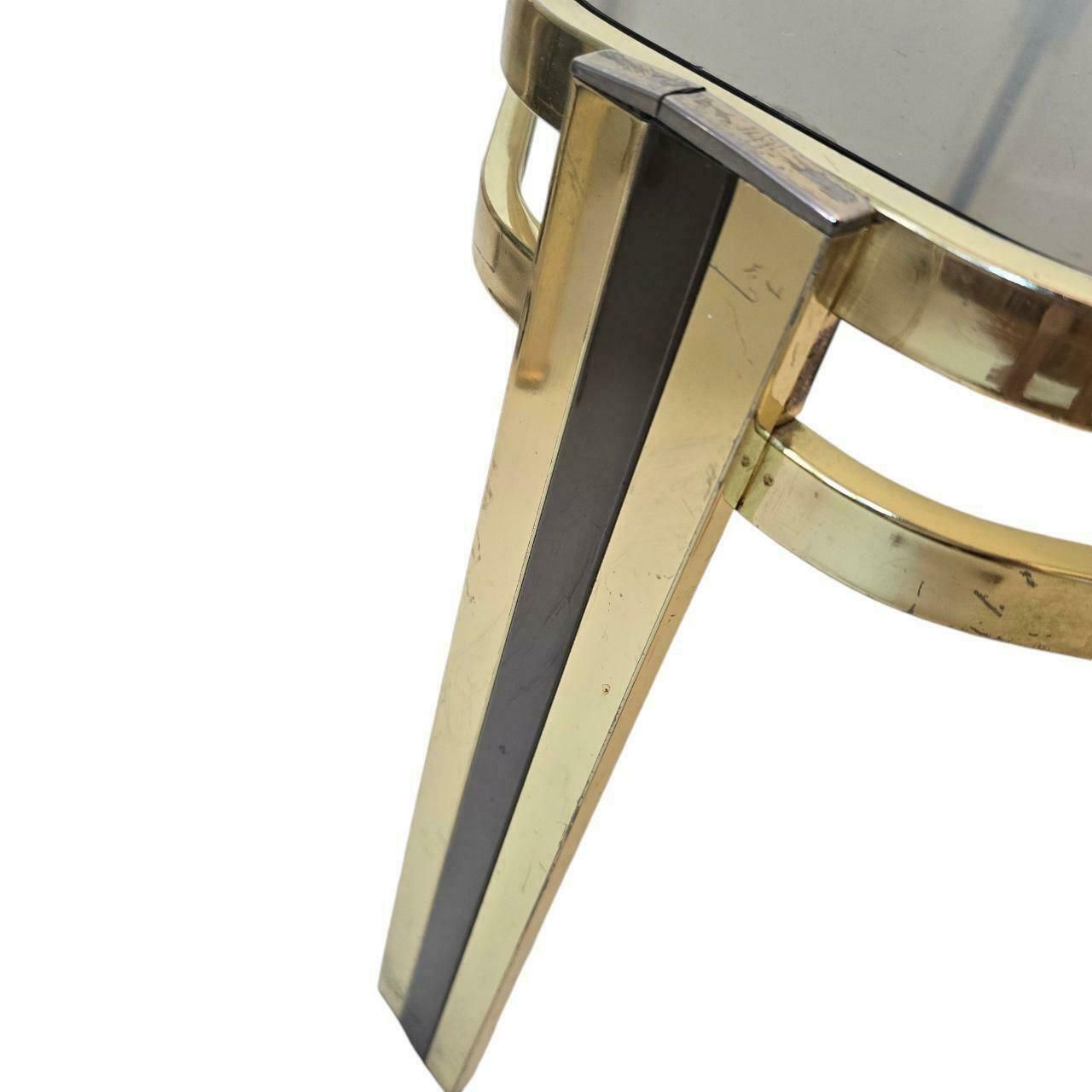 Vintage Mid Century Modern Brass And Smoky Glass Table Made In Italy photo Furniture