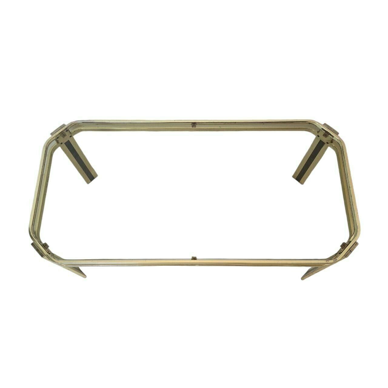 Vintage Mid Century Modern Brass And Smoky Glass Table Made In Italy photo vinterior