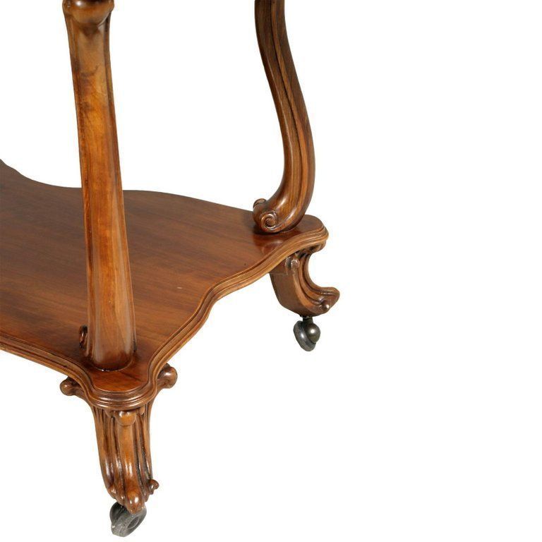 Early 20th Century Venetian Baroque Bar Cart, Carved Walnut photo 1945.56
