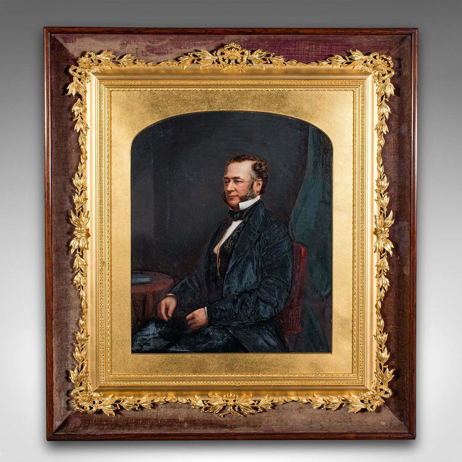 Antique Gentleman's Portrait, English School, Framed, Painting, Art, Edwardian photo furniture