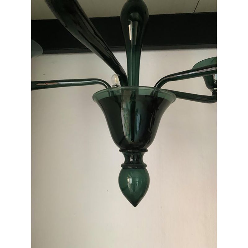 Contemporary Translucent Green Bottle Murano Style Glass Chandelier photo furniture