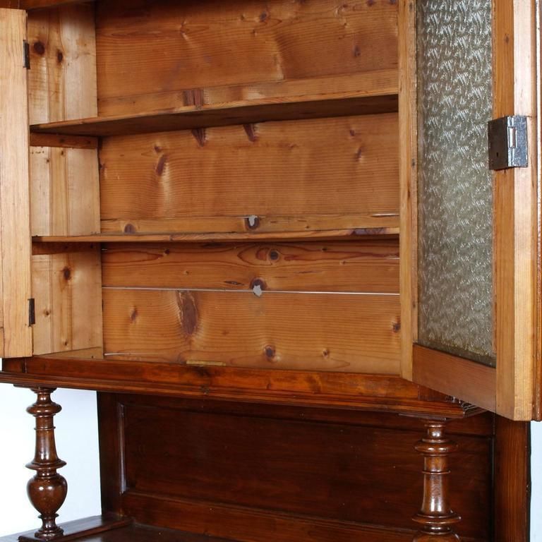 Last 19th Century French Provencal Vetrine Cupboard In Walnut And Pine, Restored photo Furniture