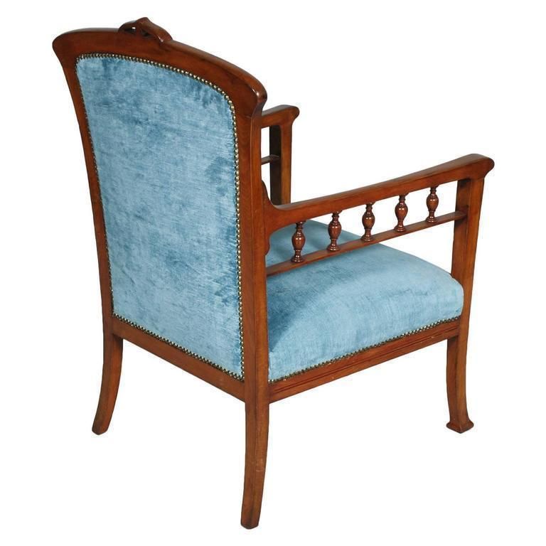 Italian 1910s Art Nouveau Armchair Hand Carved Walnut , Eugenio Quarti Manner photo furniture