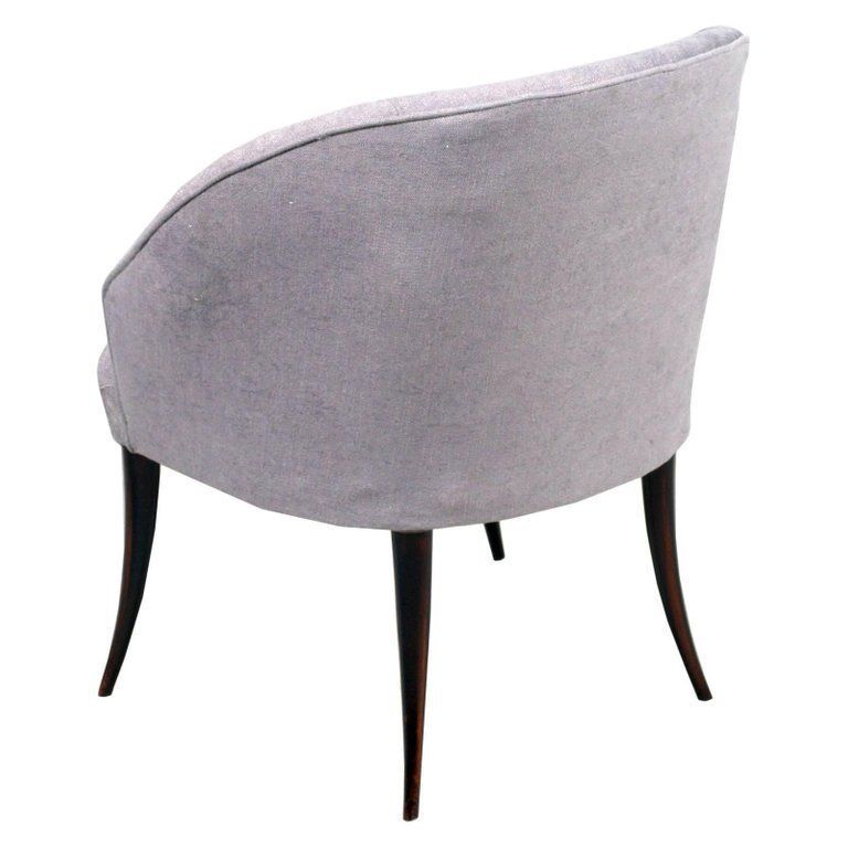 Italian 1930s Gio Ponti Manner Armchair In Walnut Restored And New Upholstered photo for sale