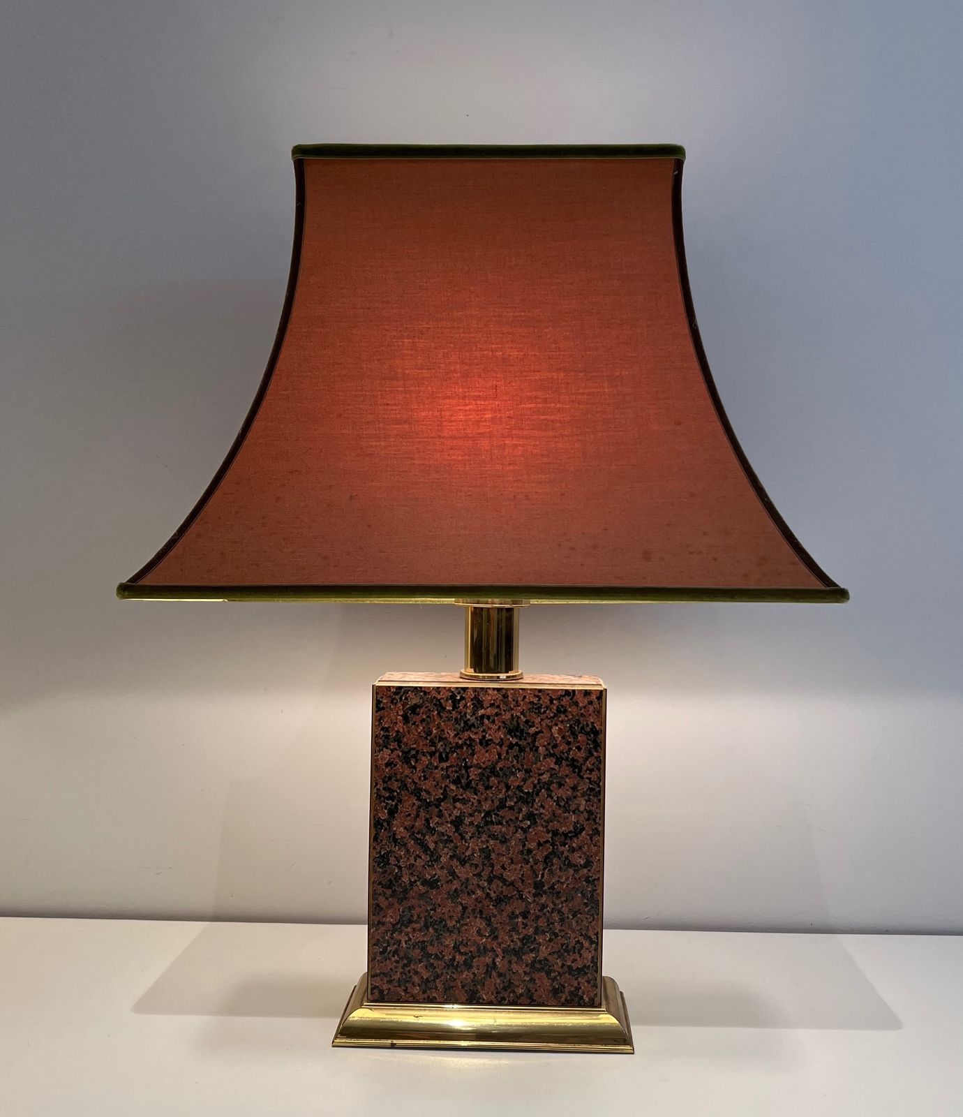 Pair Of Chinese Lamps In Printed Wood And Gilded Metal And Pagoda Lampshade photo vinterior