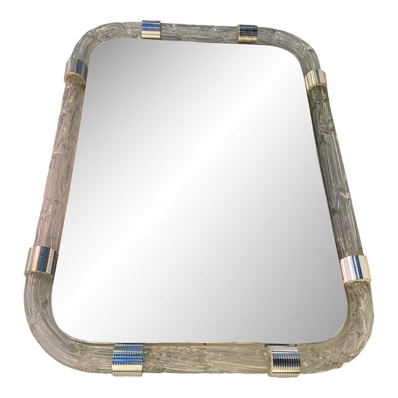 Italian "Torciglione" Murano Style Glass Wall Mirror By Simoeng