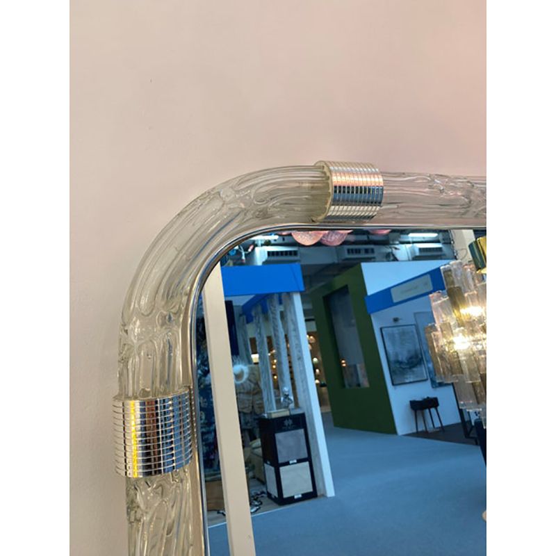 Italian "Torciglione" Murano Style Glass Wall Mirror By Simoeng photo for sale
