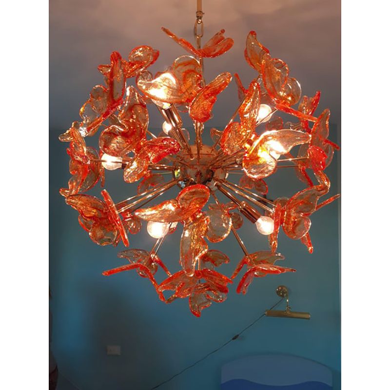 Italian Handmade Butterfly Sputnik Murano Style Glass Chandelier photo Lighting