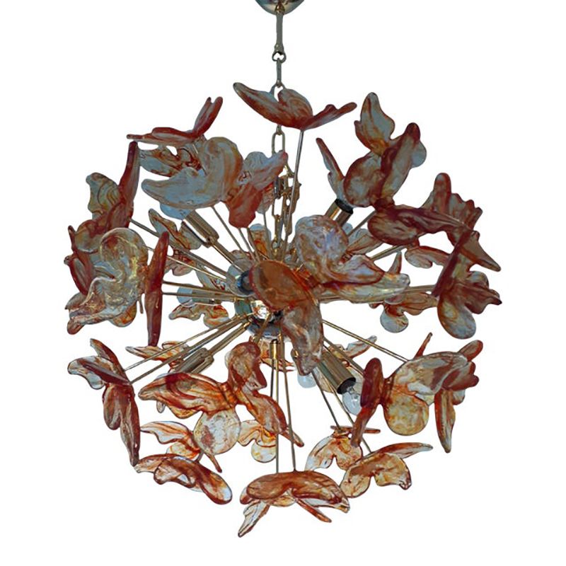 Italian Handmade Butterfly Sputnik Murano Style Glass Chandelier