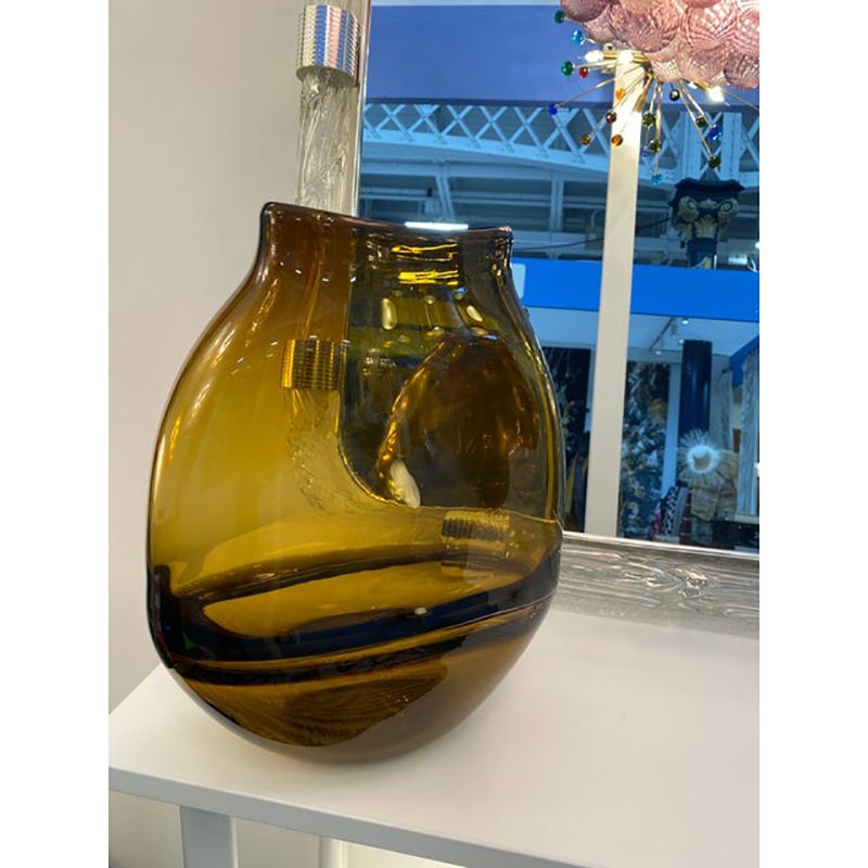 photo furniture Italian Artistic Amber/Fume Murano Glass Vases  A Pair