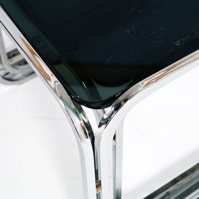 1950s Glass And Chromed Tubular Steel Nest Coffee Tables, Marcel Breuer Style photo 3204.16
