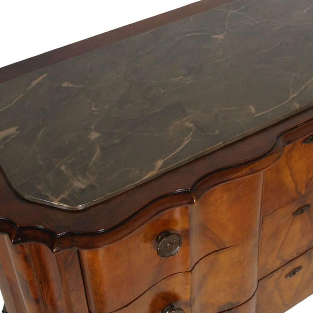 1900s Venetian Baroque Commode Chest Of Drawers In Burl Walnut With Marble Top photo Furniture