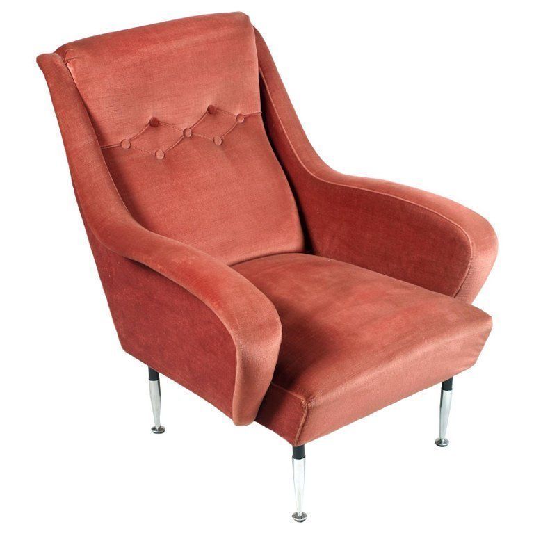 Italian Pair Of Mid Century Modern Lounge Chairs, Paolo Buffa Pink Coral Velvet photo furniture