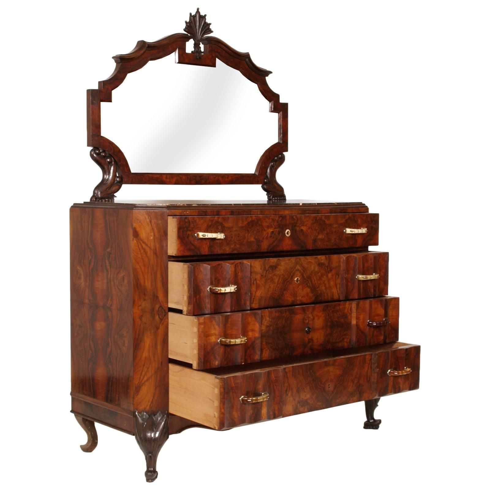 1920s Art Nouveau Dresser Carved Walnut Burl Walnut By Testolini Salviati Venice photo furniture