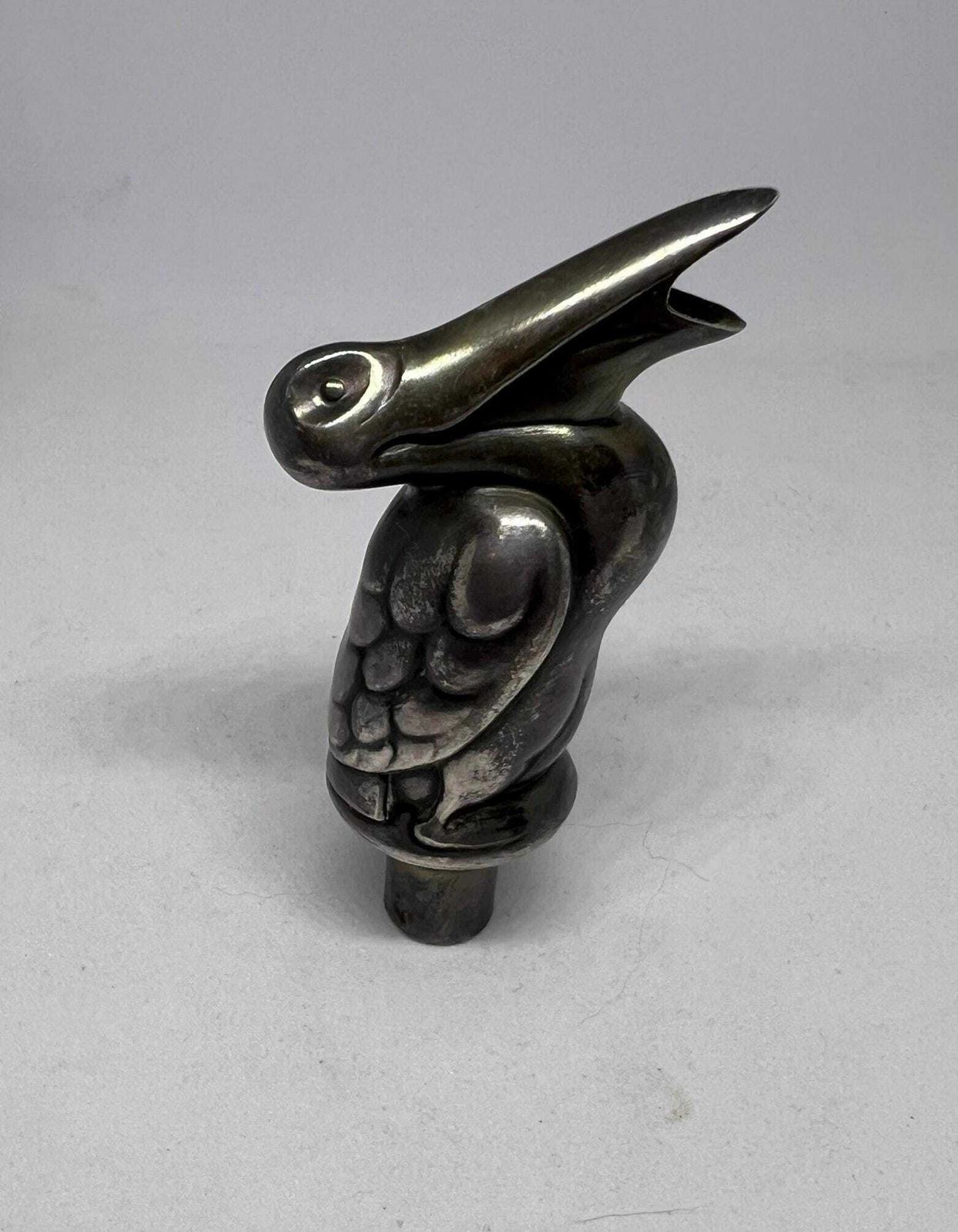Art Deco Bottle Stopper Wine Pourer. Danish Silver Plated Pelican Shaped Art Deco 1930s Bar Tool. Quirky Wine Lovers Gift.