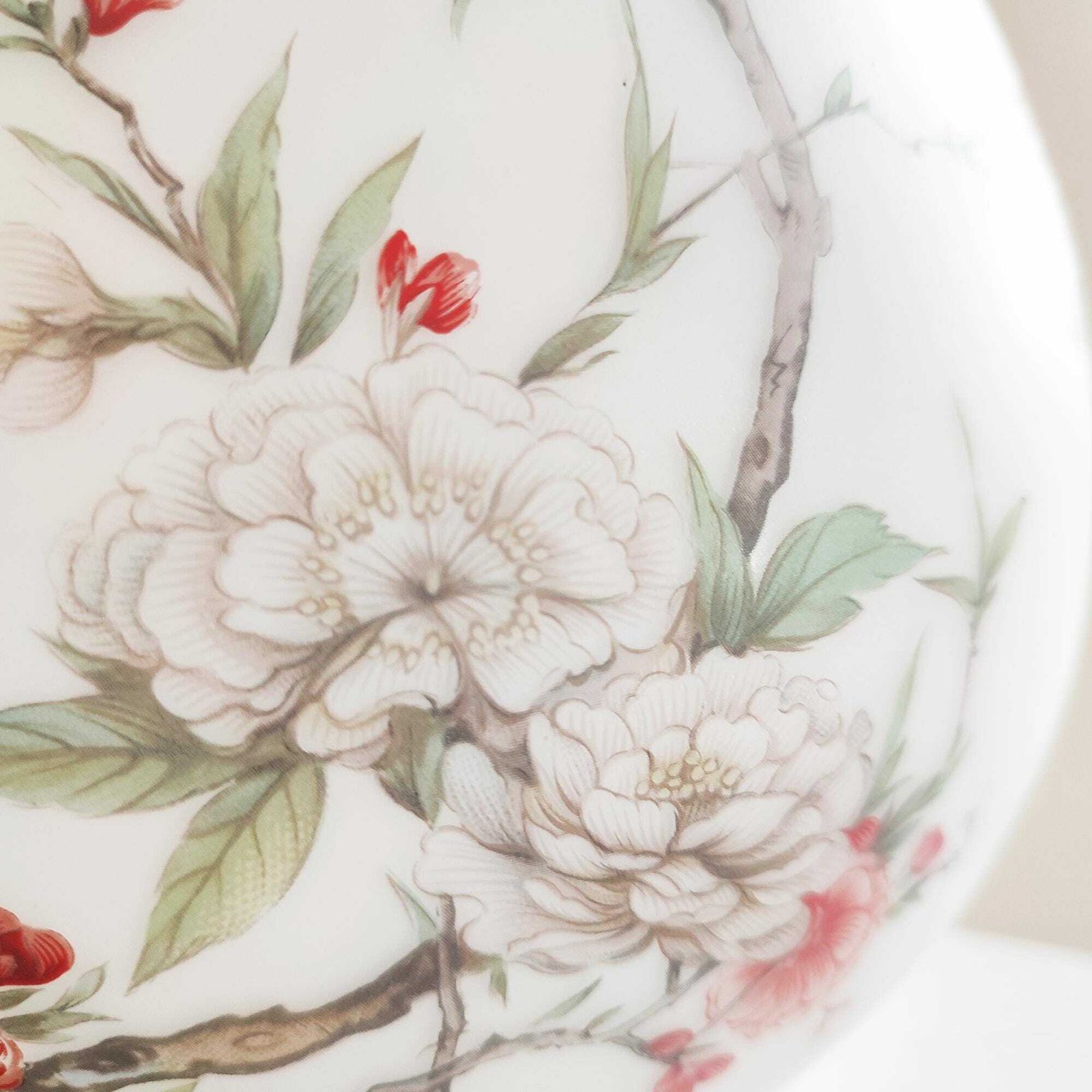 Vintage Famille Rose Opaque Satin Glass Pendant Lightshade   Peonies And Birds Chinese Art Design   Bottle Vase Shaped Ceiling Light Shade photo buy