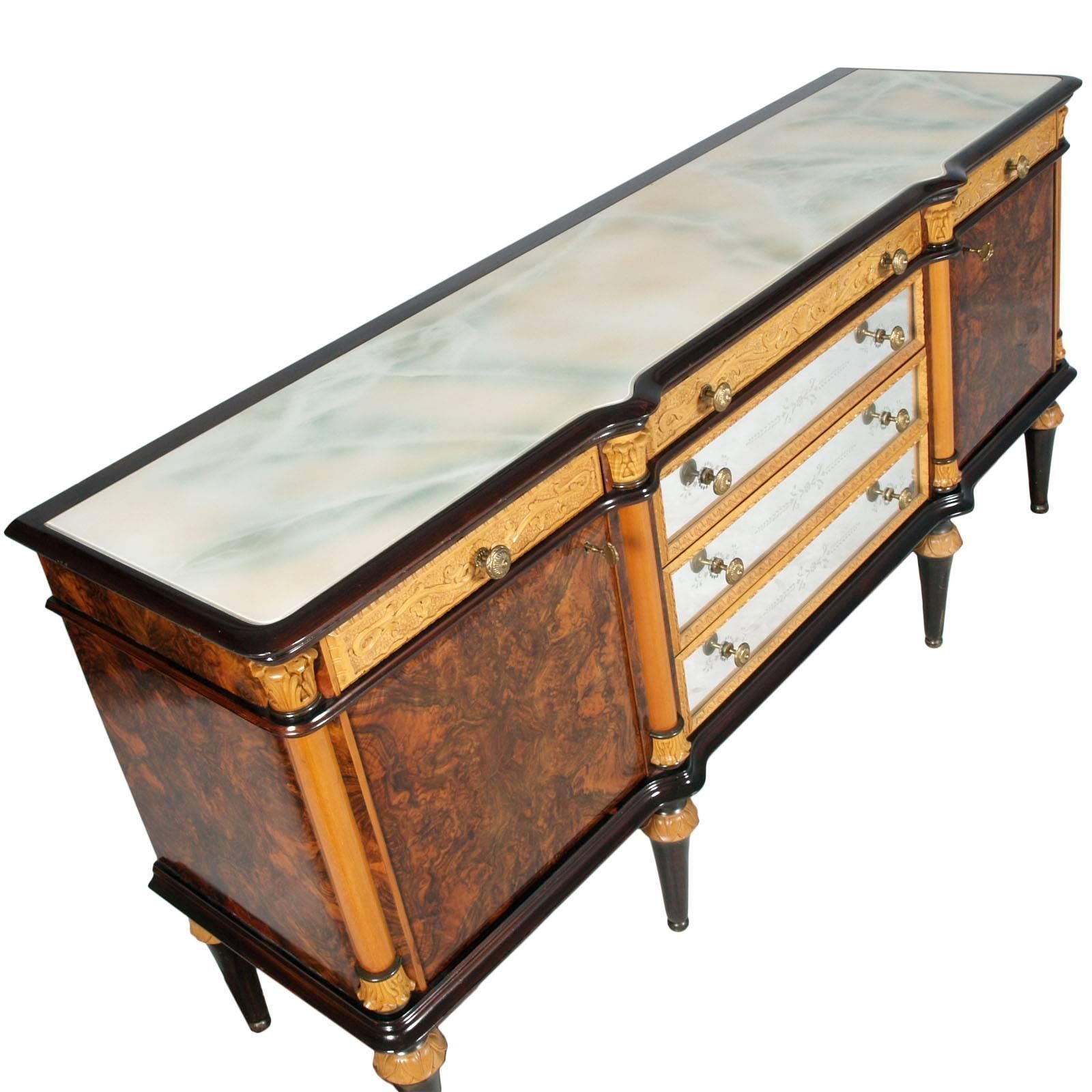 Mid Century Modern Eclectic Art Deco Credenza Vittorio Dassi Lissone Attributed photo furniture