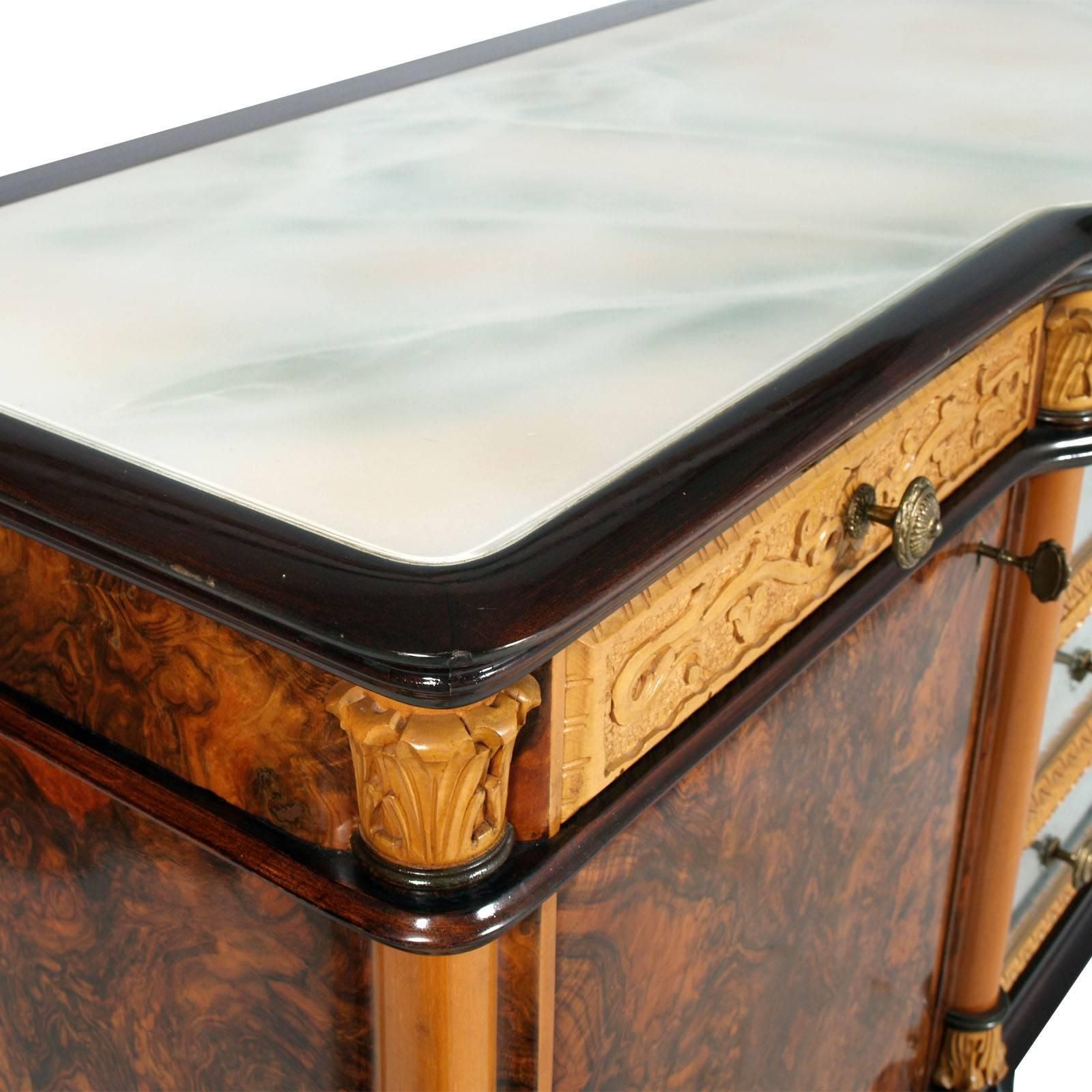 Mid Century Modern Eclectic Art Deco Credenza Vittorio Dassi Lissone Attributed photo for sale