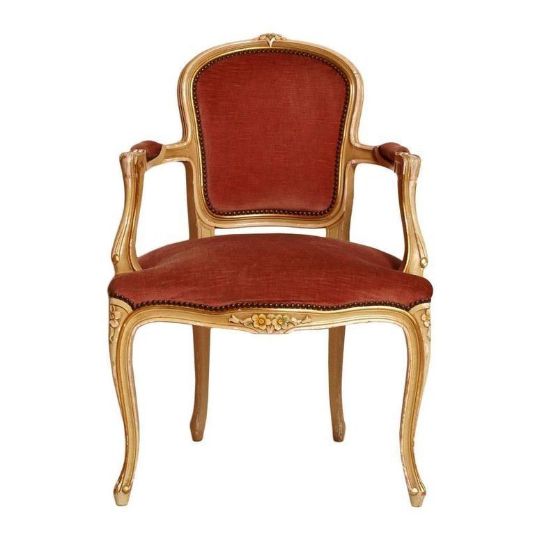 Last 19th Century Venetian Baroque Armchair In Carved Wood, Polychrome Laquered