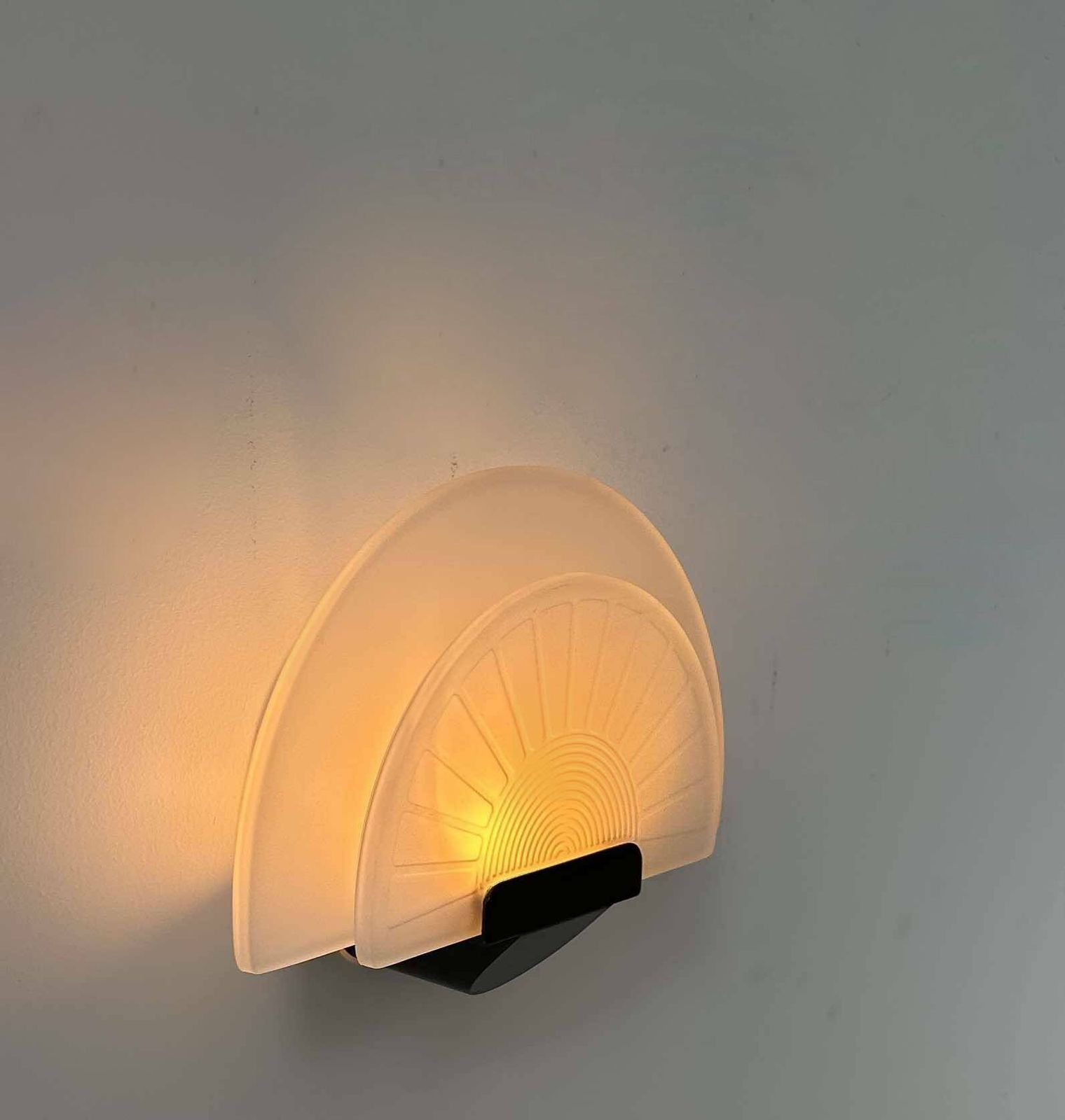 Vintage Wall Lamp "Diva" Ezio Didone For Arteluce, Sandblasted Glass And Black Metal photo furniture