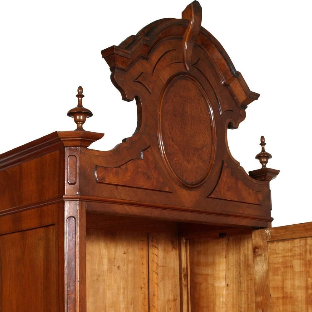 1850s Original Louis Philip Armoire Wardrobe Cupboard, Mirrored In Carved Walnut photo Furniture