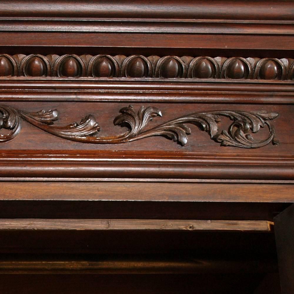 1890s Renaissance Revival Cupboard Wardrobe In Carved Walnut Finished To Wax photo for sale