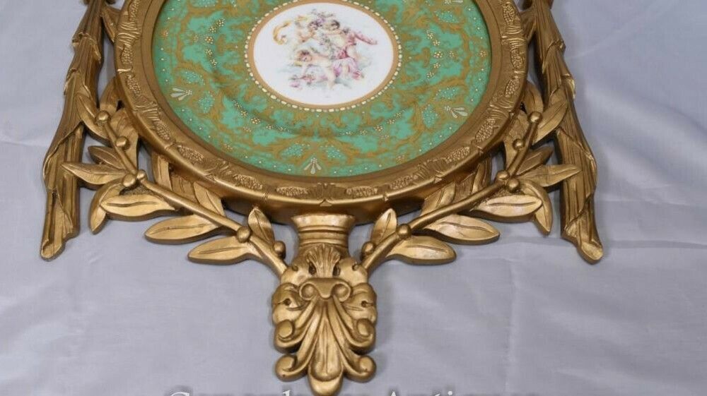 photo furniture Sevres Porcelain Cherub Plaques   Gilt French Plates