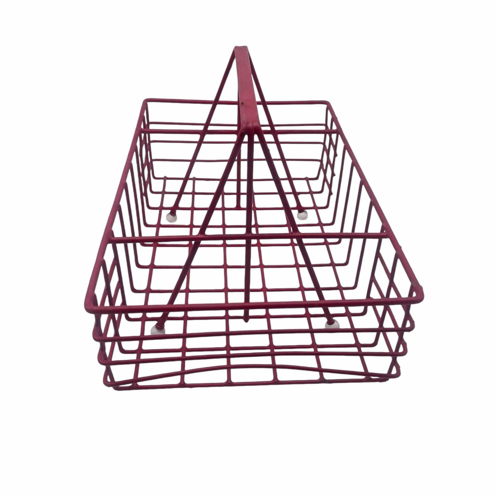 Vintage 1960's Plastic Coated Metal Bottle Carrier   Kitchen Basket   Household Carrier   Kitchenalia photo for sale