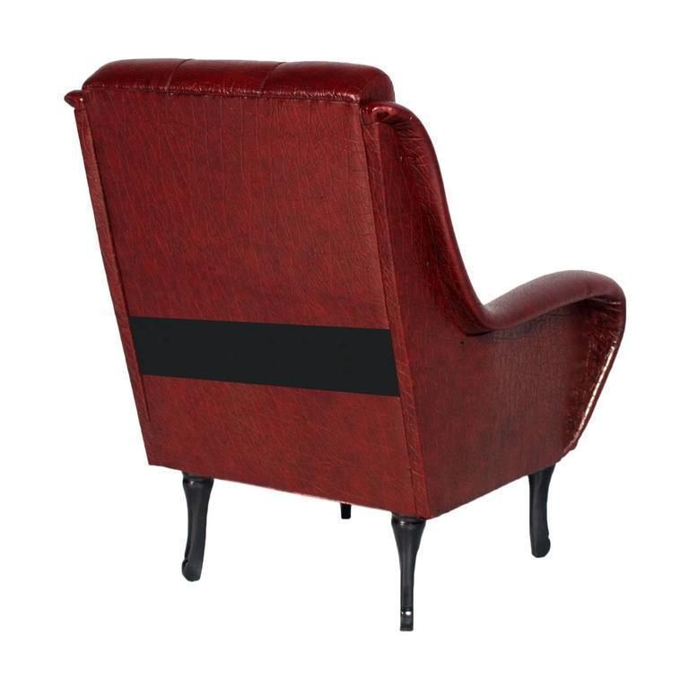 Mid Century Modern Lounge Chair Zanuso Style Leatherette Ebonized Wood Legs photo for sale