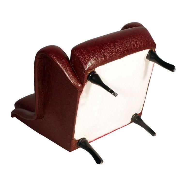Mid Century Modern Lounge Chair Zanuso Style Leatherette Ebonized Wood Legs photo Furniture