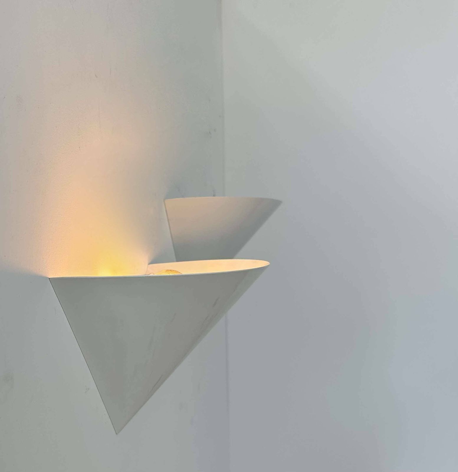 Pair Of White Metal Wall Lights, France 1970 photo Lighting