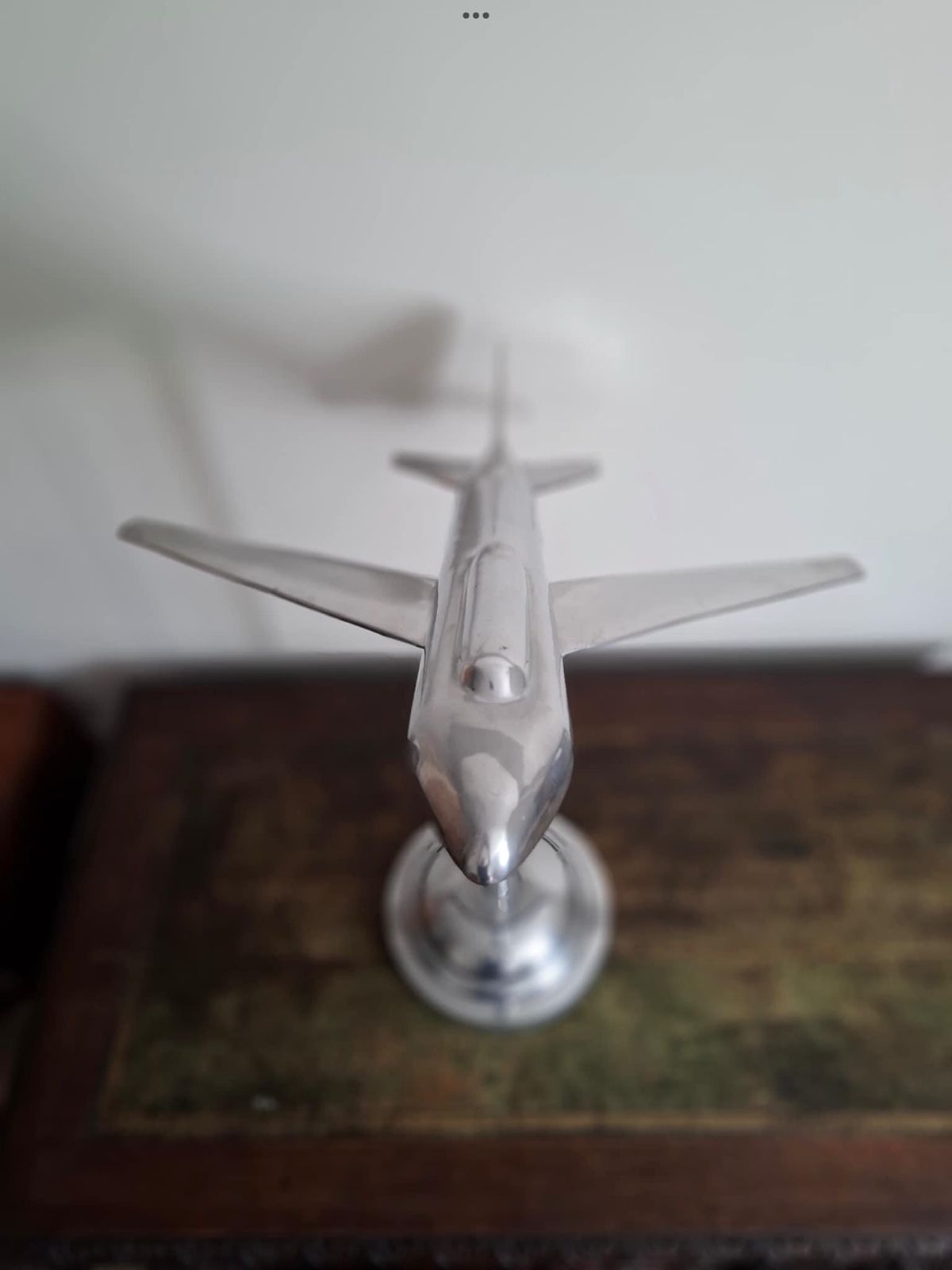 Large Art Deco Aluminium Cast Model  Jet Aircraft With Stand photo vinterior