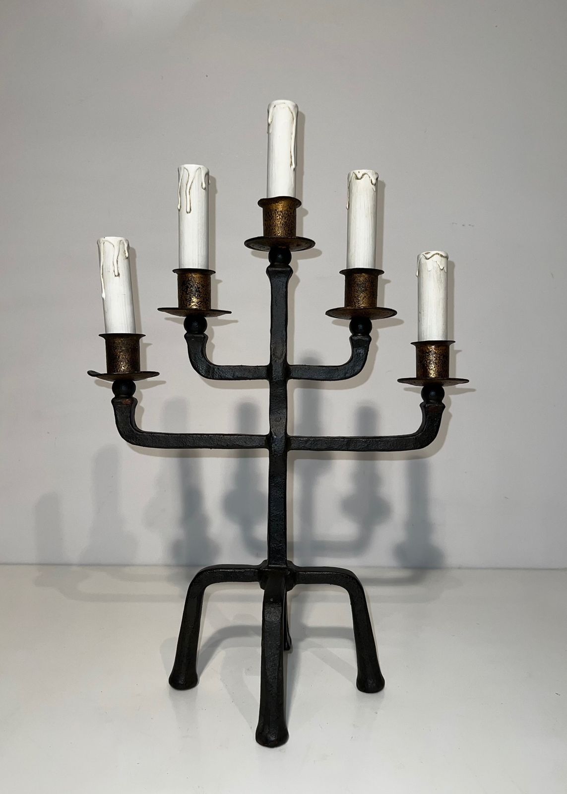 Pair Of Wrought Iron Candelabra With 5 Light Arms photo Home Decor