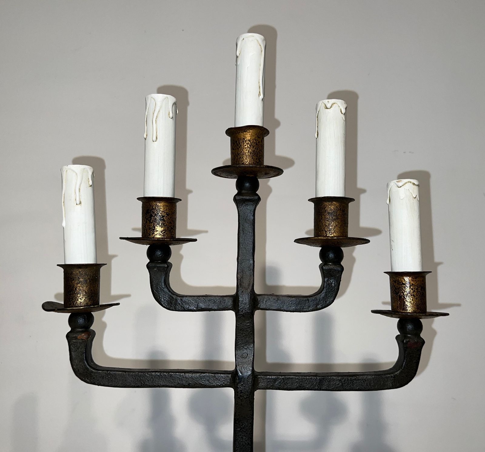 Pair Of Wrought Iron Candelabra With 5 Light Arms photo buy