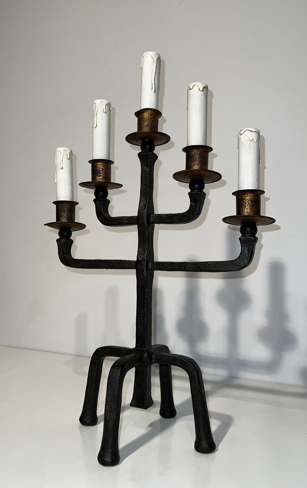 photo buy Pair Of Wrought Iron Candelabra With 5 Light Arms