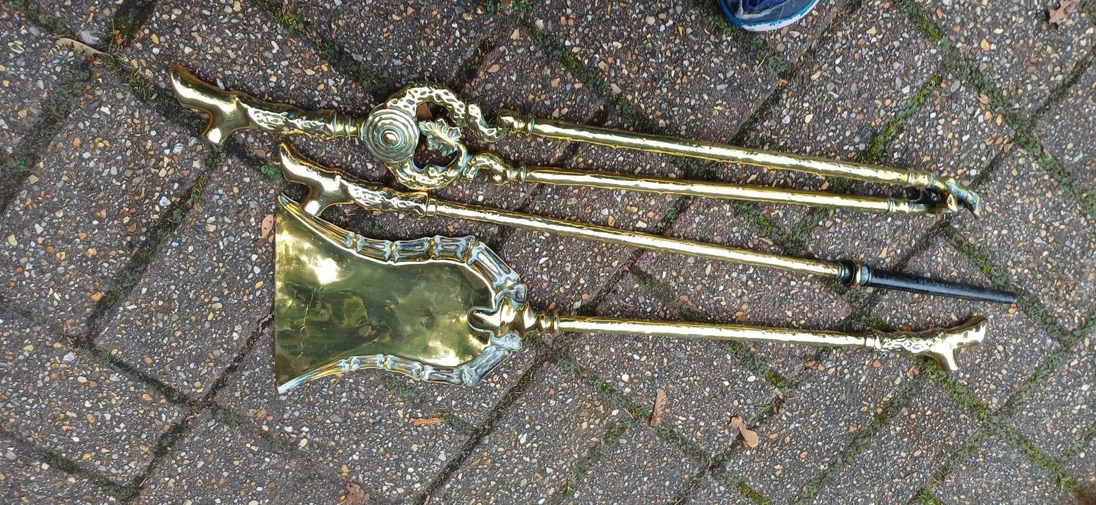 photo for sale Large Restored Victorian Brass Fender With Matching Fire Irons Superb Quality And Beautifully Preserved