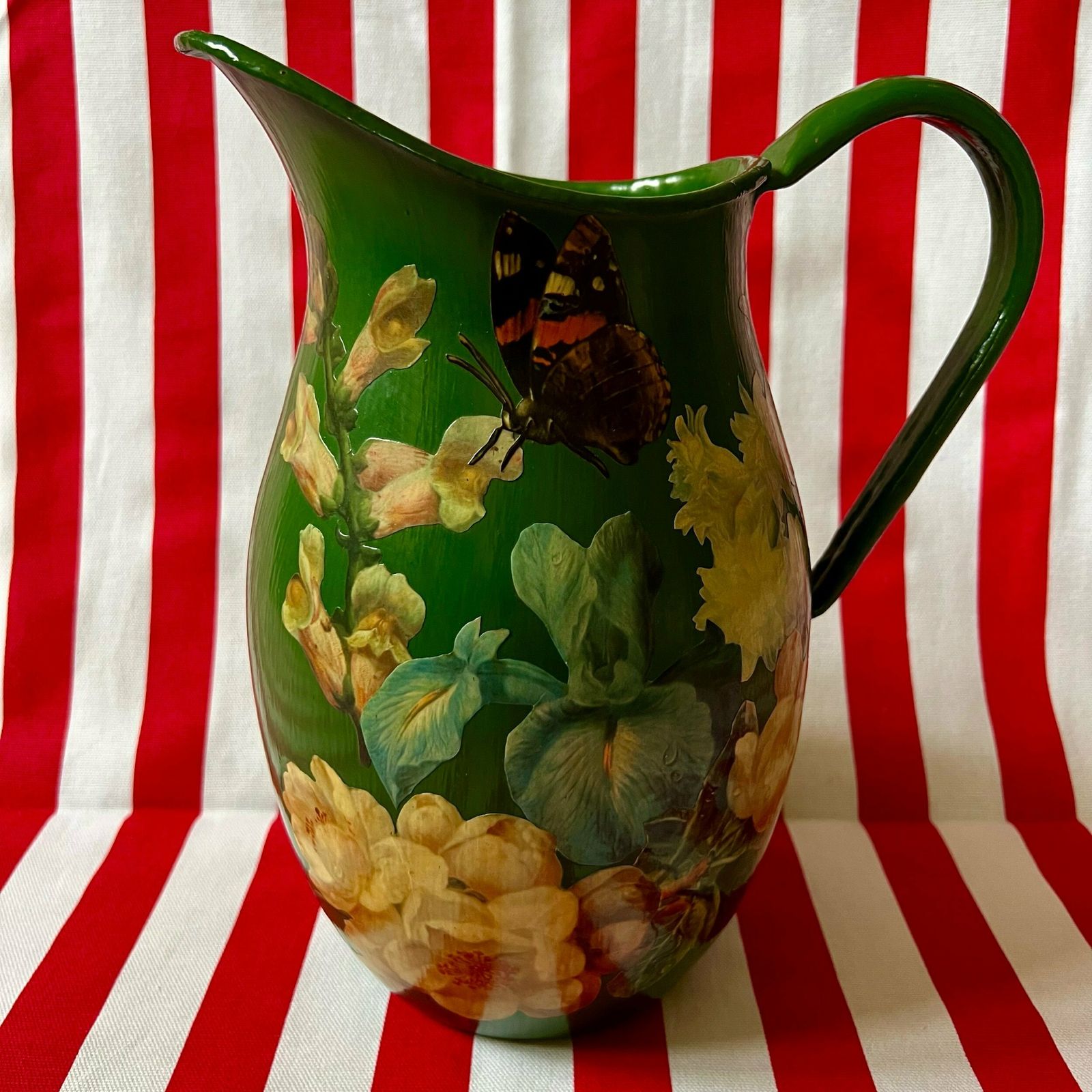 Enamel Découpage Jug