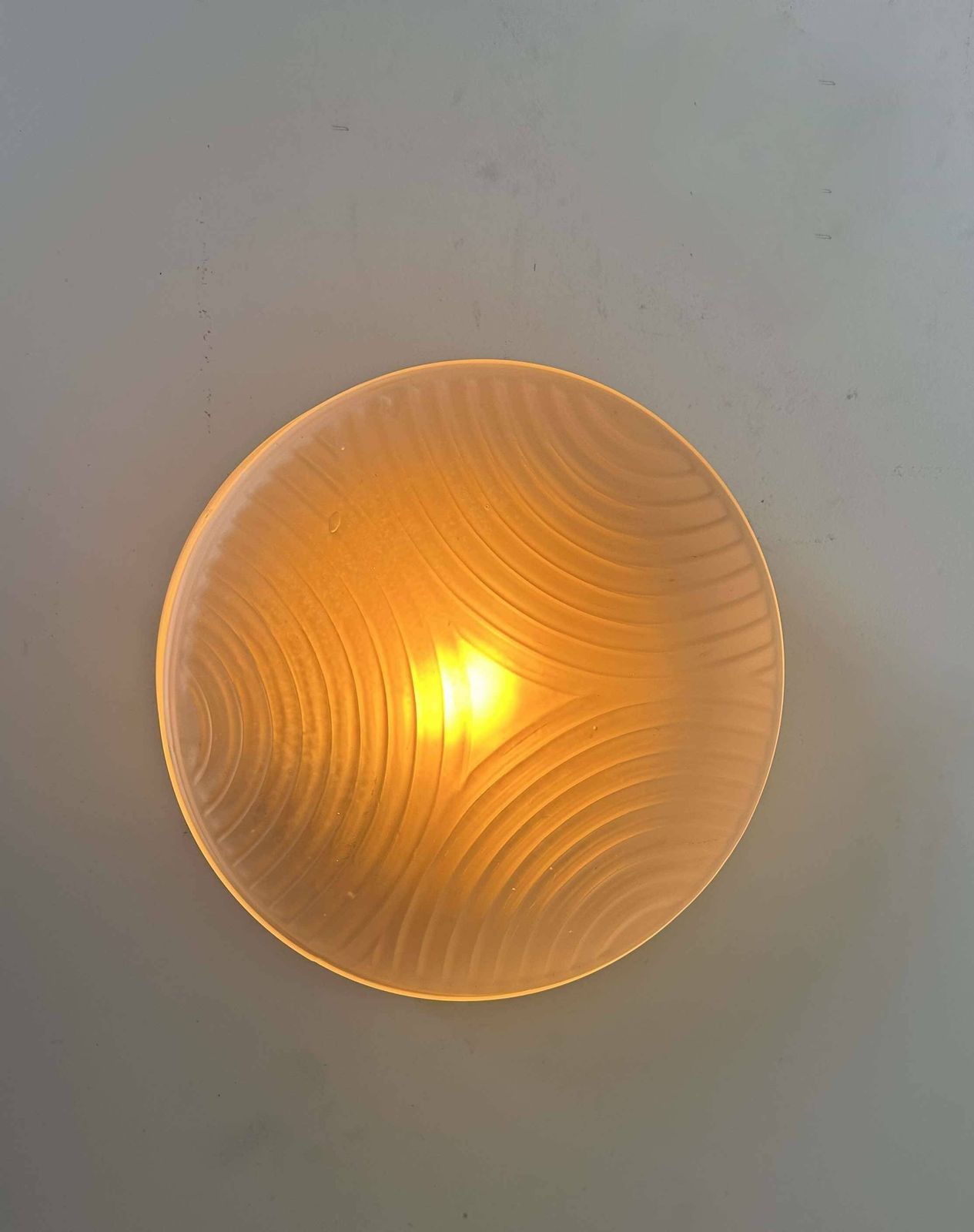 Vintage Wall Lamp In Pressed Molded Sandblasted Glass, France 1960 photo furniture
