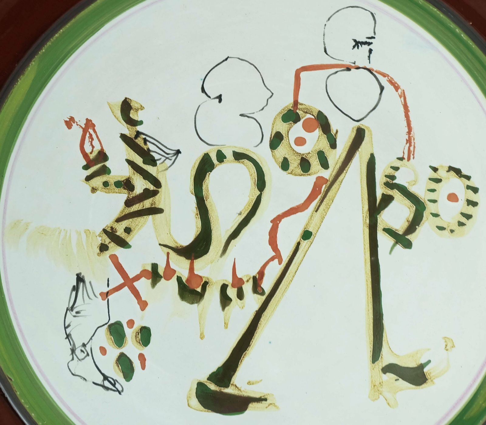 Unique Gilbert Portanier Ceramic Wall Plate Art Ceramic Signed Portanier 80 Vallauris photo vintage
