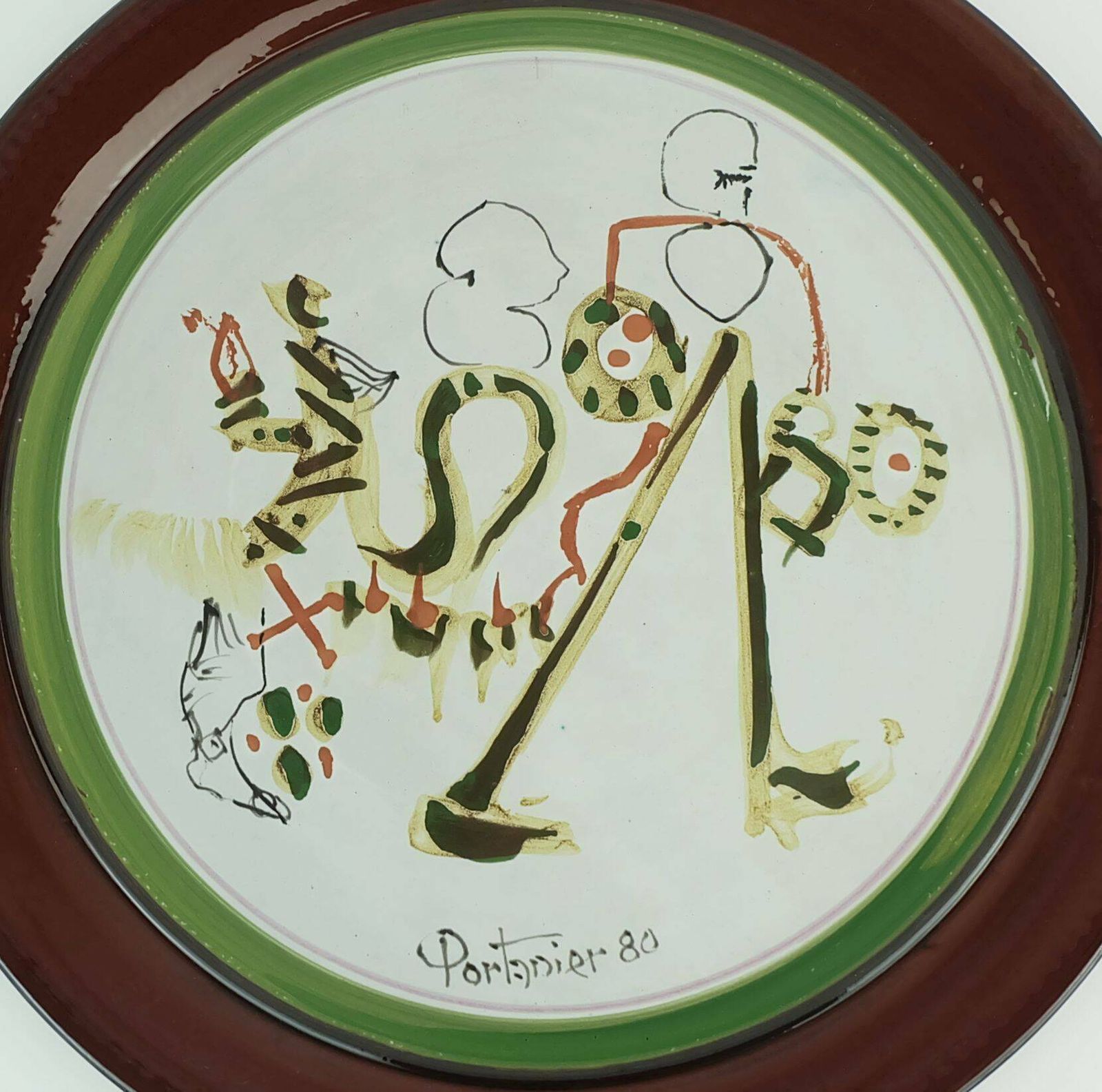 1333.0 Unique Gilbert Portanier Ceramic Wall Plate Art Ceramic Signed Portanier 80 Vallauris photo