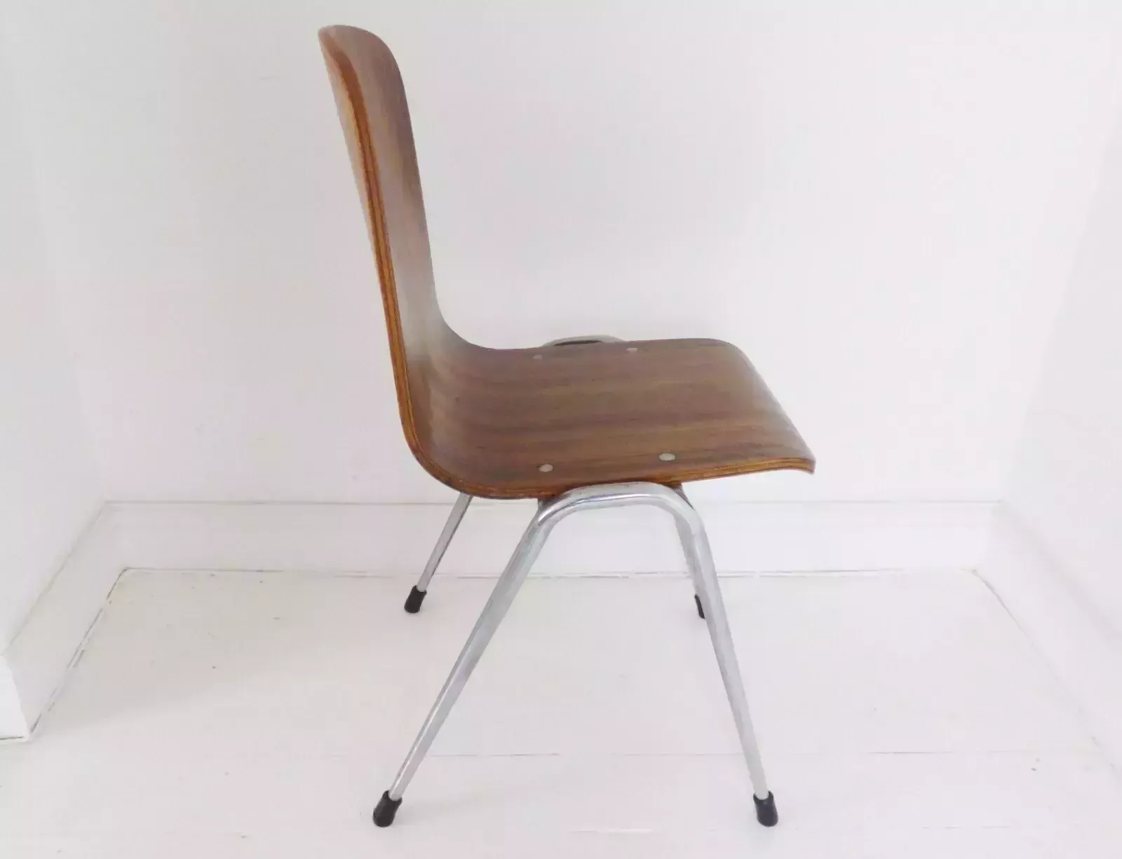 Stunning Pair Of Vintage Neil Morris Walnut & Teak Plywood Toby Stacking Chairs photo buy