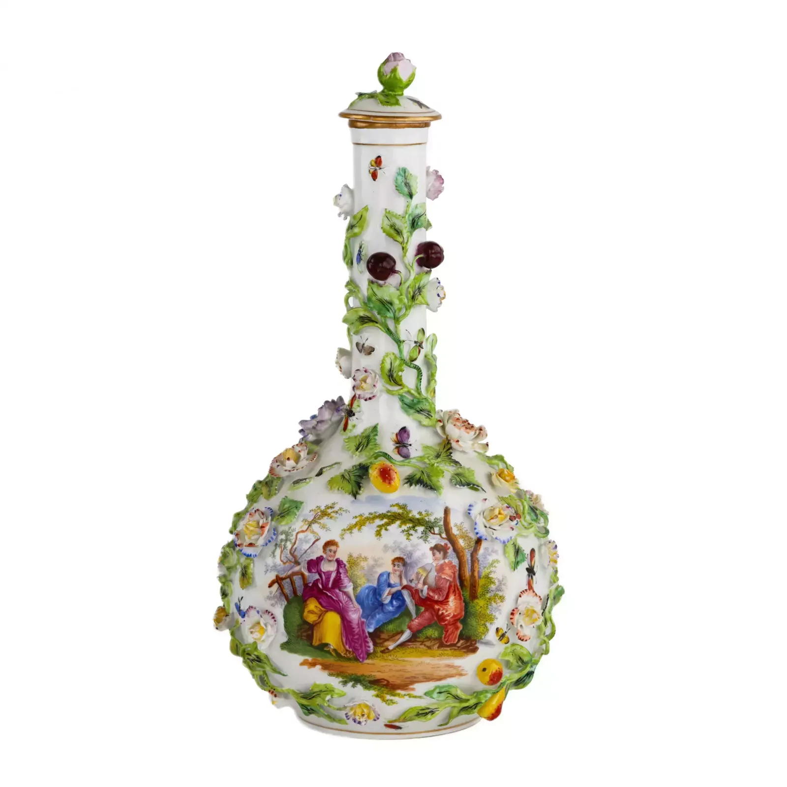 Porcelain Decanter Vase With Lid In Neo Baroque Style. Dresden. The Turn Of The 19th 20th Centuries. photo 499.0